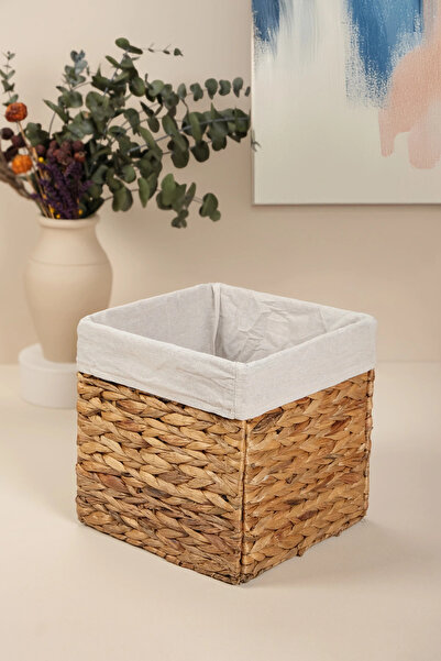 AVANTAGE HOME Allegra - Hasır İç Korumalı Katlanır Kulplu Çok Amaçlı, Organizer, Düzenleyici Sepet 25x25