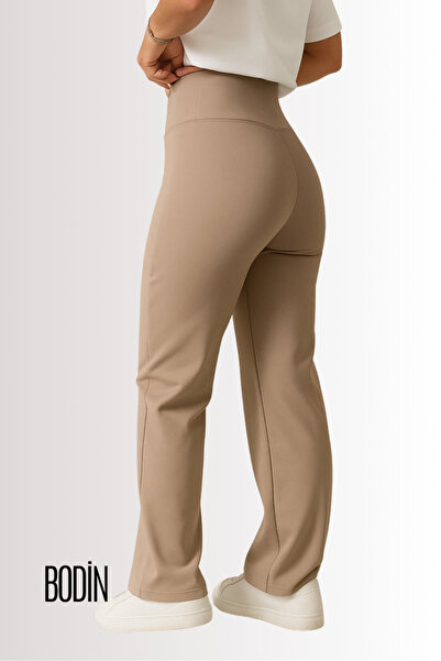 bodin Mink Flared Diver Fabric High Waist Leggings Pants