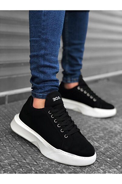 BOA Ba0161 Šněrovací pánská sportovní obuv s vysokou podrážkou černá bílá