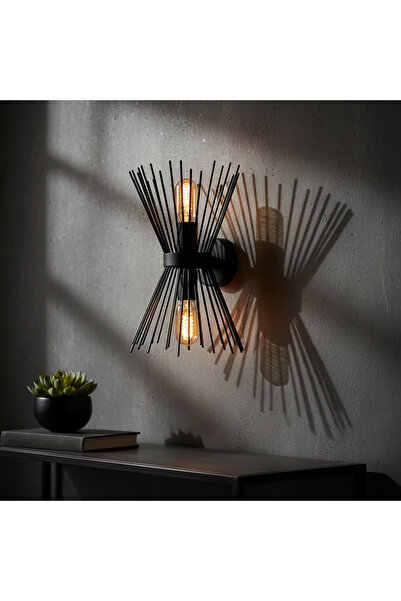 MOİRA إضاءة جدارية ثنائية الاتجاه من كيربي مكونة من قطعتين باللون الأسود KIRPI-3091