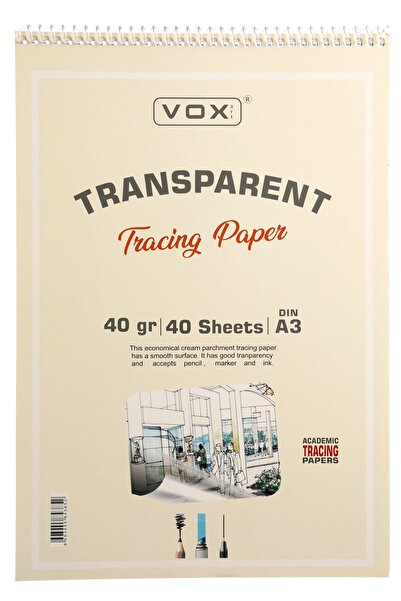 Vox Art Caiet de schițe pentru trasare A3 - 40 coli