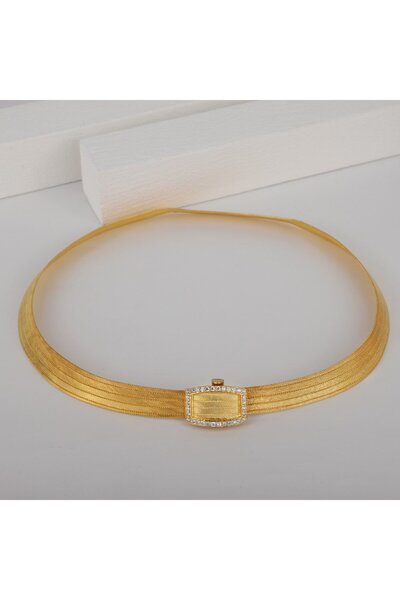 bestmysilver Kadın Gümüş 5 sıra Tek Sıra Taşlı Toka Trabzon Hasır Gerdanlık