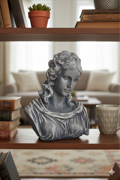 Dekoromi Dekoratif Hera Büst Heykel Biblo Ev Ofis Dekoratif Ürün (38x29cm)