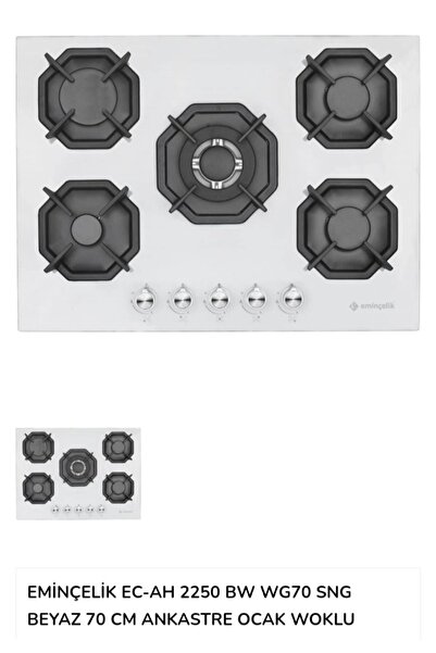 Eminçelik Ec-ah 2250 Bw Wg70 Cm Beyaz Ankastre Gömmeli Beyaz Cam Ocak Sancak Alimer