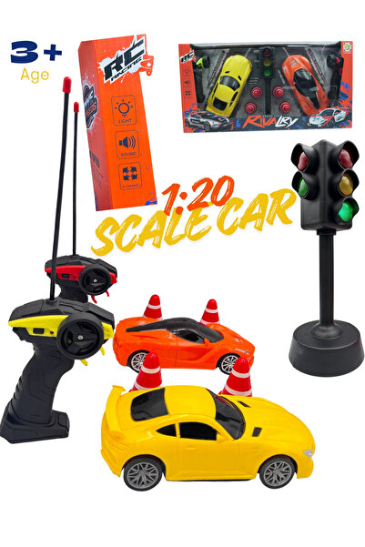 HAIZOL عبوة من 2 سيارة تحكم عن بعد مزودة بإشارة مرور وأقماع، بمقياس 1:22، أفض...