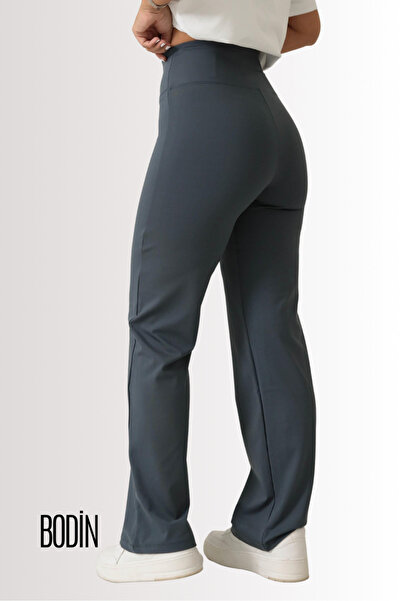 bodin Anthracite Flared Diver Fabric High Waist Leggings Pants
