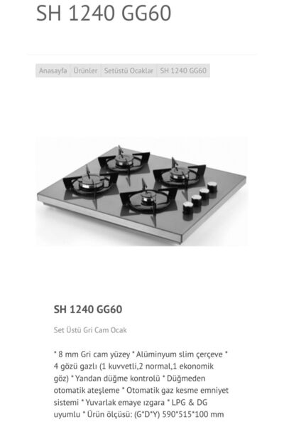 Eminçelik Ec-sü 1240 Gg60 Set Üstü Gri Cam Ocak Sancak Alimer