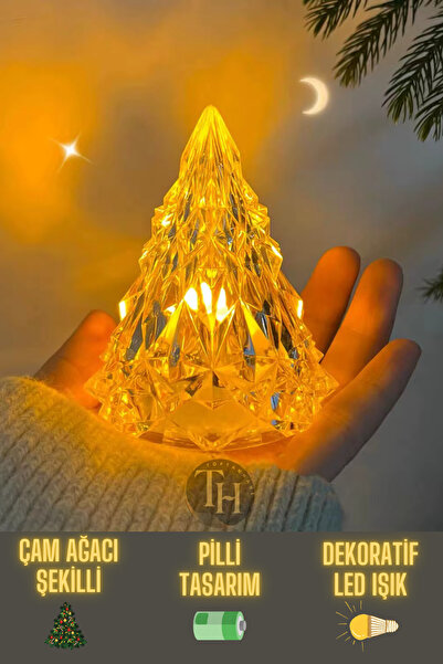 Toptanhane Çam Ağacı Şekilli Led Işık Mini Çam Ağacı Dekoratif Süs Lambası Ye...