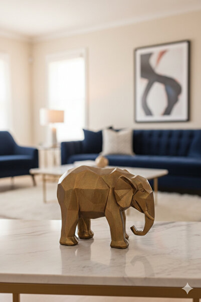 Dekoromi Dekoratif Kübik Fil Heykel Biblo (21x26cm) Raf Ünite Dresuar Dekoras...