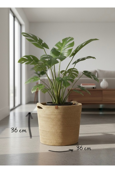 Thalia Home Çok Amaçlı Düzenleyici Hasır Sepet, Saksılık, Organizer, 36 x 36