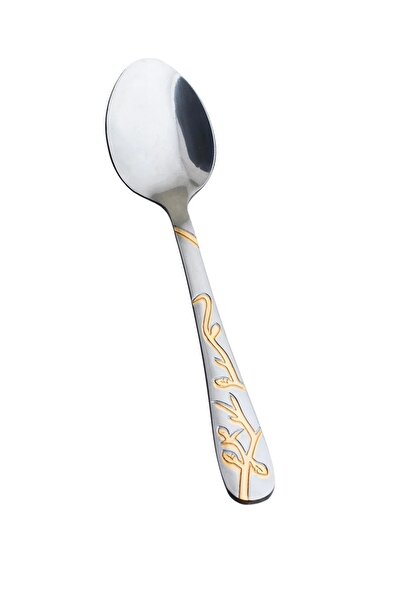HIC 6-Piece Stainless Steel Tea Spoon Set Silver With Gold