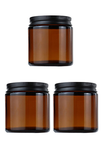 junibeliw 3 Adet Çok AMAÇLI Amber BOŞ Cam Dekoratif Krem Mum Kavanozu Siyah K...