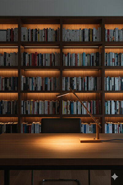 de LUNA Sage Iskandinav Masif Ahşap Ceviz Dekoratif Özel Tasarım Masa Lambası