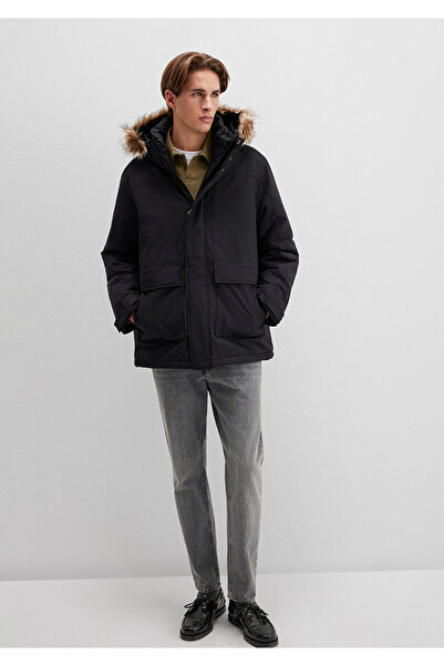 Mavi Hooded Black Parka Loose Fit / Loose Comfortable Cut 0110472-900