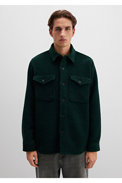 Mavi Πράσινο πουκάμισο από μάλλινο μείγμα Loose Fit / Loose Comfortable Cut 0211780-71929