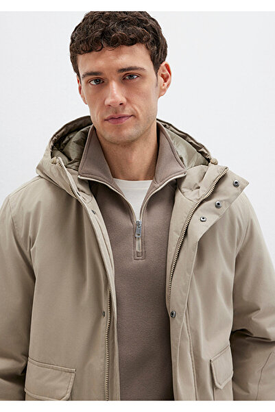 Mavi Pocket Detailed Hooded Beige Coat Loose Fit / Relaxed Fit 0110657-70355