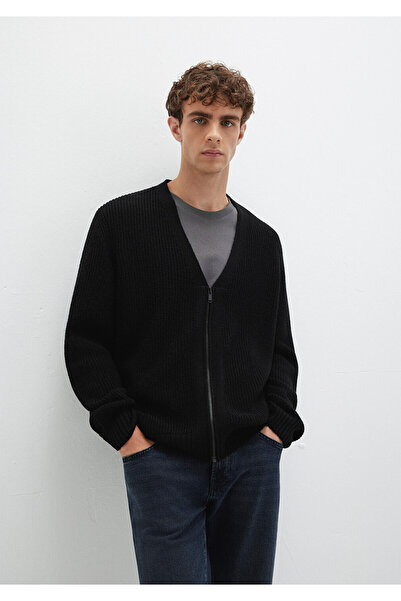 Mavi Wool Blend Zippered Black Cardigan Regular Fit / Regular Cut 0710262-900