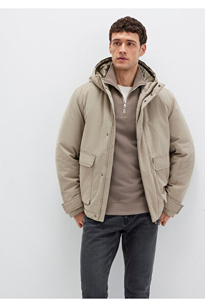 Mavi Pocket Detailed Hooded Beige Coat Loose Fit / Relaxed Fit 0110657-70355