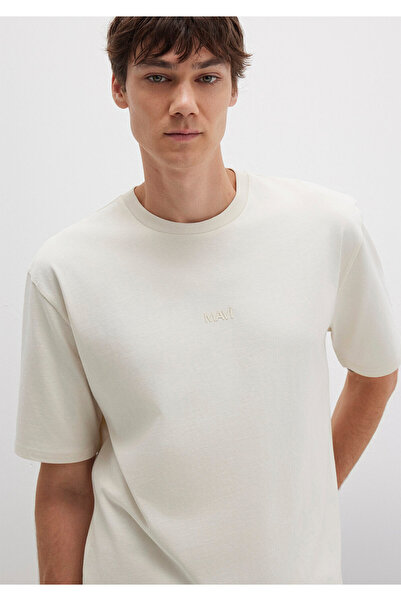 Mavi Logo Ecru Basic T-Shirt Relaxed Fit / Comfortable Cut 0613093-70134