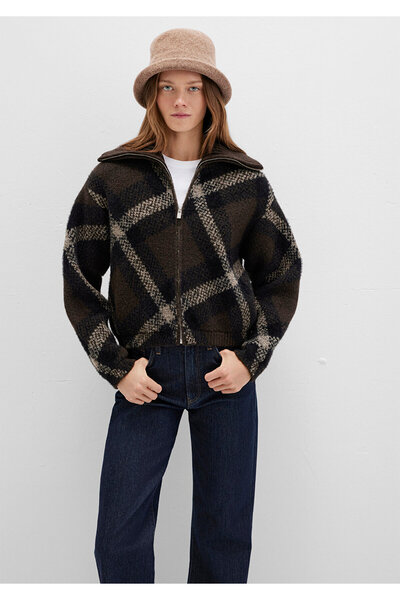 Mavi Baklava Patterned Brown Cardigan Loose Fit / Relaxed Fit 1710794-87537