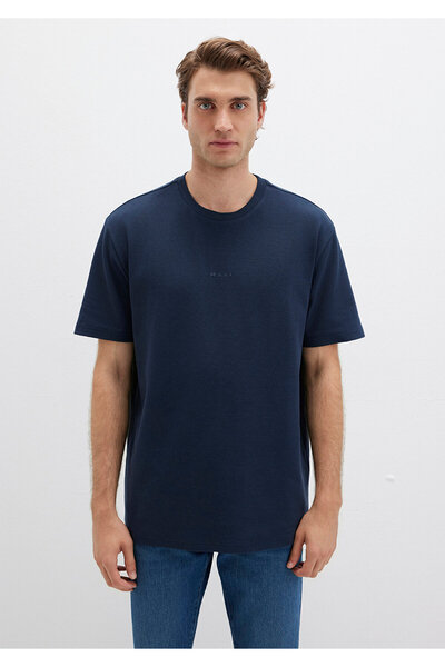 Mavi Marineblaues T-Shirt mit Logo-Print, lockere Passform / bequemer Schnitt 0613250-70490