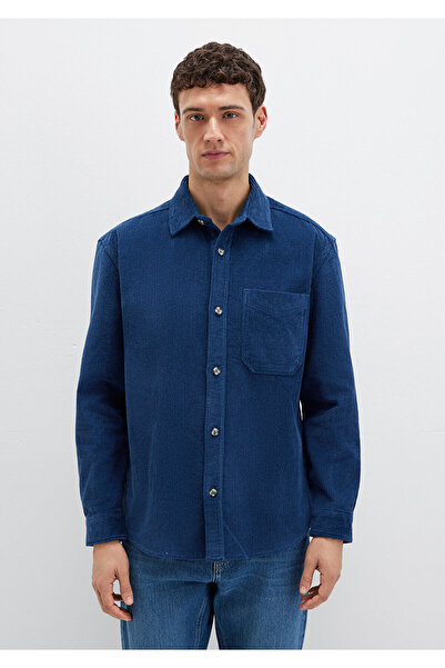 Mavi Marineblaues Samthemd, lockere Passform / bequemer Schnitt 0211749-80925