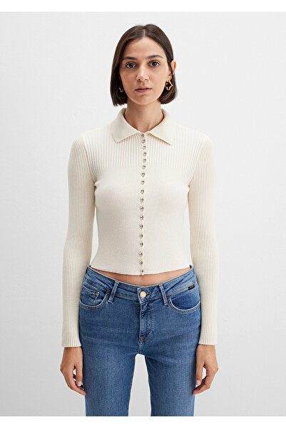 Mavi Buttoned Ecru Knitwear Polo 1710787-80194