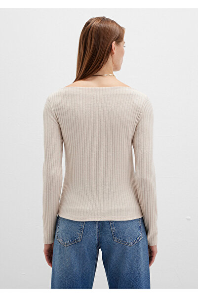 Mavi Long Sleeve Wide Neck Beige T-Shirt Slim Fit / Slim Fit 1613596-85576