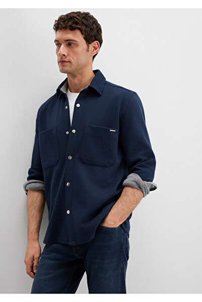 Mavi Schwarzes Marineblau-Hemd mit Taschen, reguläre Passform / normaler Schnitt 0211771-80872