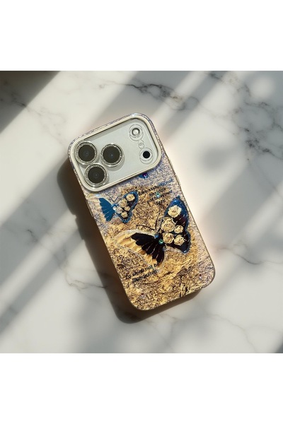 HYPERSOFT Iphone 14 Pro Max (6.7 inç) Uyumlu Desenli Hologramlı Simli Kamera ...