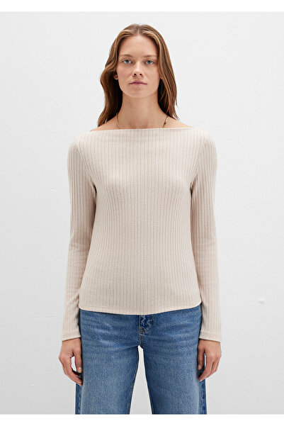 Mavi Long Sleeve Wide Neck Beige T-Shirt Slim Fit / Slim Fit 1613596-85576