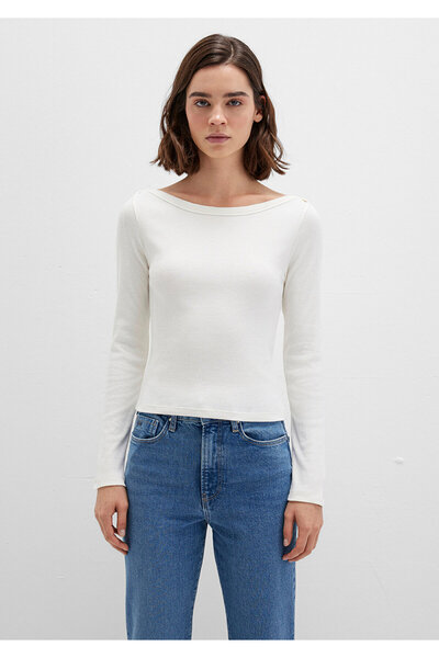 Mavi Long Sleeve Ecru Basic T-Shirt Slim Fit / Slim Fit 1613622-80194