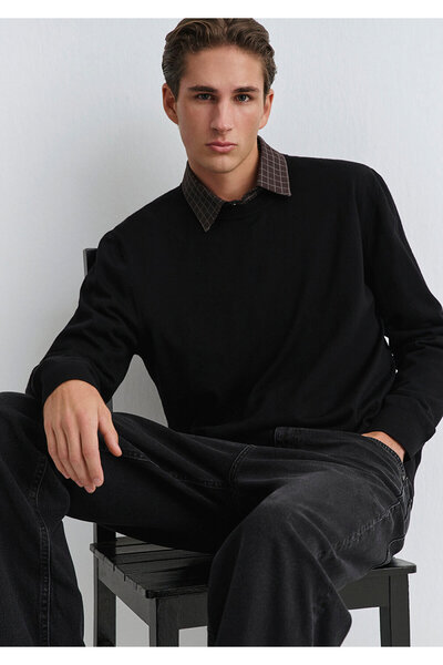 Mavi Велосипедний комір Чорний вовняний светр Regular Fit / Нормальний крій 0710384-900