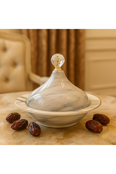 Generic Ceramic Luxury Dates Container for storing dates, sweets, nuts, and chocolates, with a crystal top.
