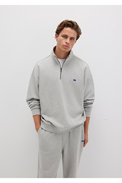 Mavi Graues Sweatshirt mit halbem Reißverschluss 0S10416-80018