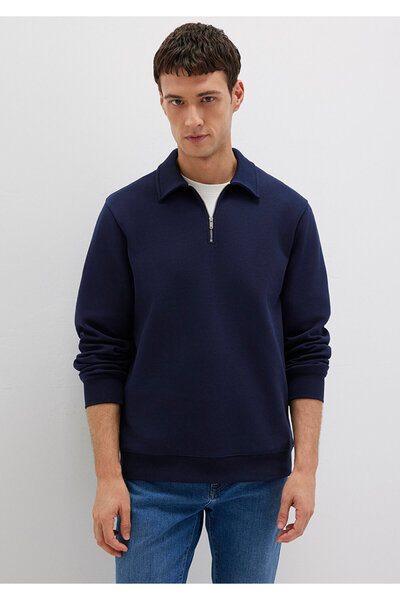 Mavi Φούτερ με λαιμόκοψη πόλο με ημιφερμουάρ σε μπλε ναυτικό χρώμα 0S10414-86415