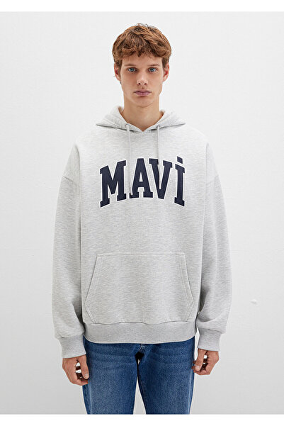 Mavi Logo Printed Hooded Gray Sweatshirt 067149-80196