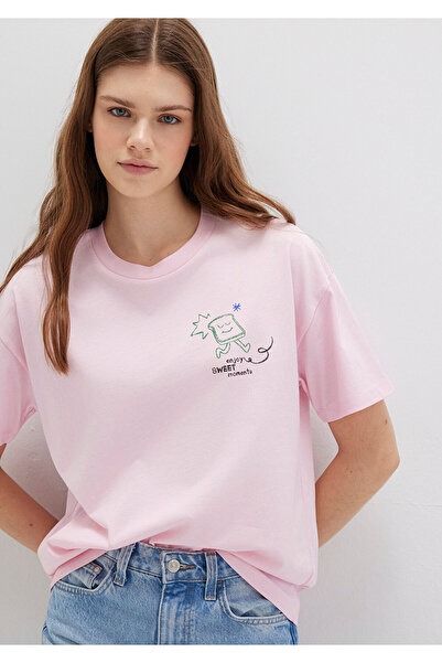 Mavi Morning Calls bedrucktes pinkes T-Shirt, Loose Fit / bequeme, lässige Passform 1613379-71007
