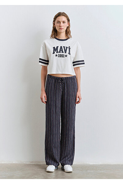 Mavi Logo Printed Ecru T-Shirt Regular Fit / Standard Cut 1613376-70057