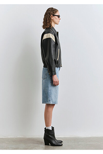 Mavi Black Faux Leather Jacket Loose Fit / Relaxed Fit 1110727-900