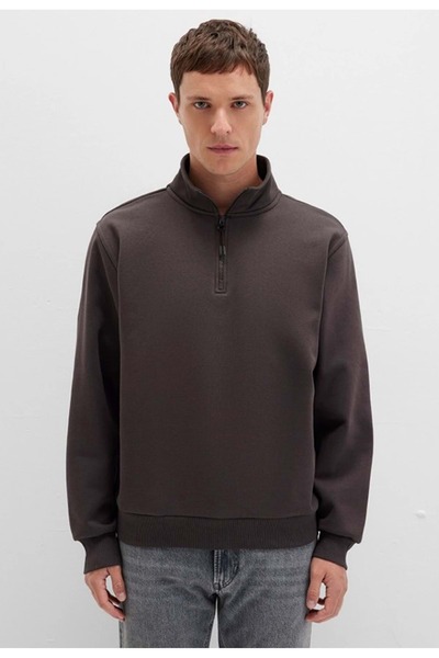 Mavi 0S10278 Basic Half Zipper Sweatshirt Brown