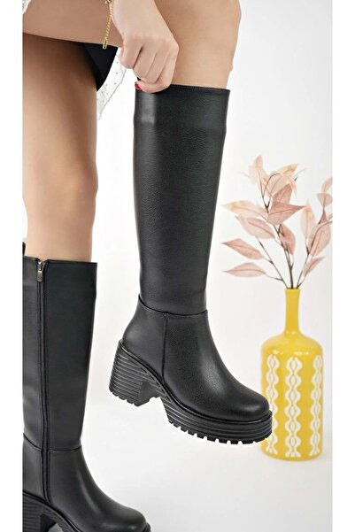 KOCAMANLAR Γυναικείες μπότες Seribo με χοντρό τακούνι Stretch από συνθετικό δ...