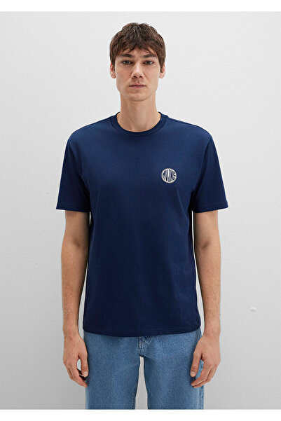 Mavi Marineblaues T-Shirt mit Logo-Print, lockere Passform / bequemer Schnitt 0613014-70497