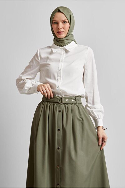 Alvina Shirt Collar Bluz 45604