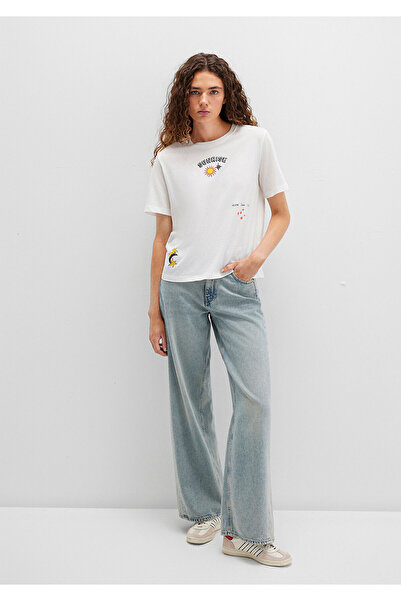 Mavi Sunrise Printed Ecru T-Shirt Regular Fit / Standard Cut 1613523-80194