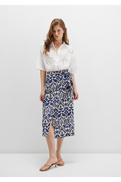 Mavi Printed Navy Blue Skirt with Tie Detail 1310765-91089