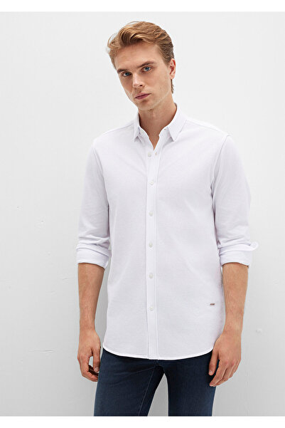 Mavi Men's White M0211660-620 Honeycomb Fabric Shirt