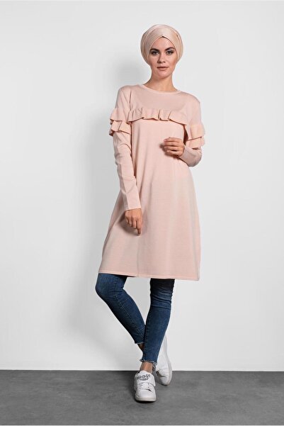 Alvina 40003 Model Ruffle Detailed Knitwear Tunic