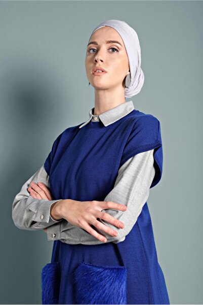 Alvina Feathered Knitting Tunic with Pockets 40021