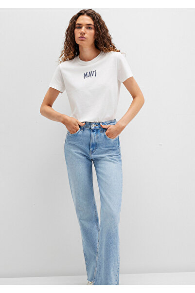 Mavi Logo Printed Ecru T-Shirt Regular Fit / Standard Cut 1613412-70057